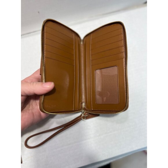 Coach Brown Leather  Wristlet Wallet With Card Slots & ID Window - Picture 3 of 7